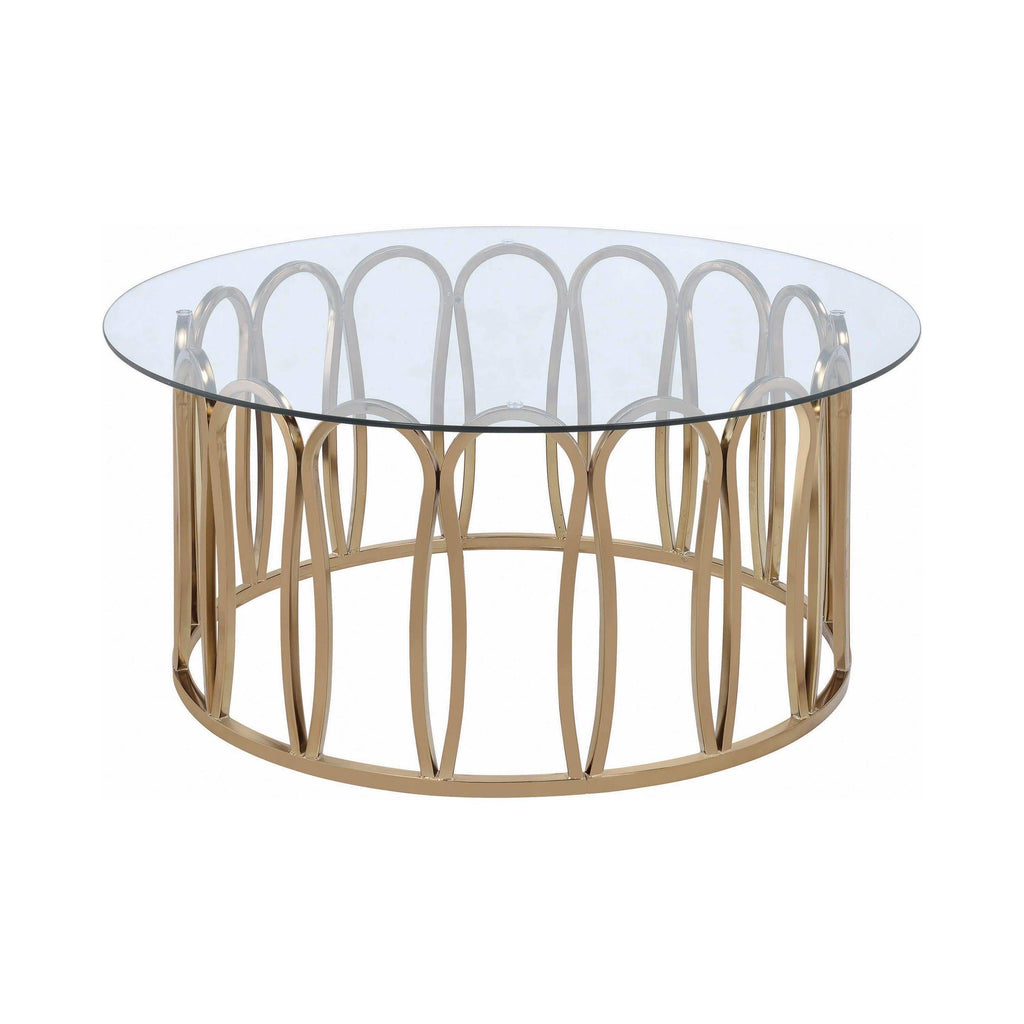 Monett Round Glass Top Coffee Table Chocolate Chrome