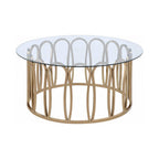 Monett Round Glass Top Coffee Table Chocolate Chrome