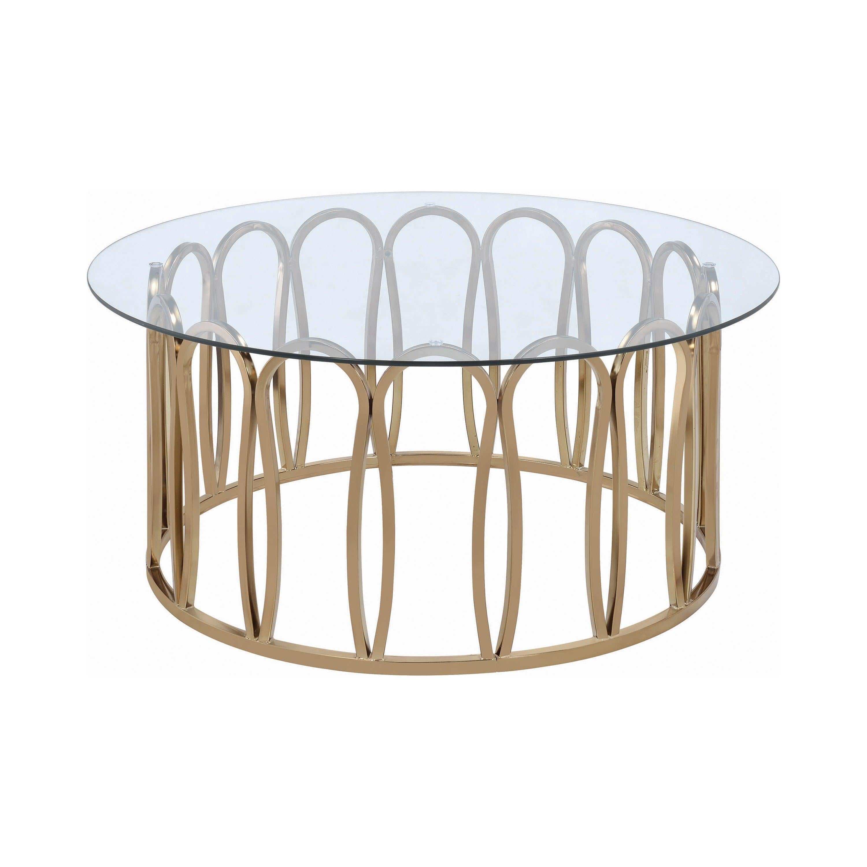 Monett Round Glass Top Coffee Table Chocolate Chrome