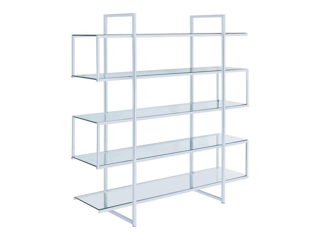 Elmer 63-inch 5-shelf Bookshelf Clear and Chrome