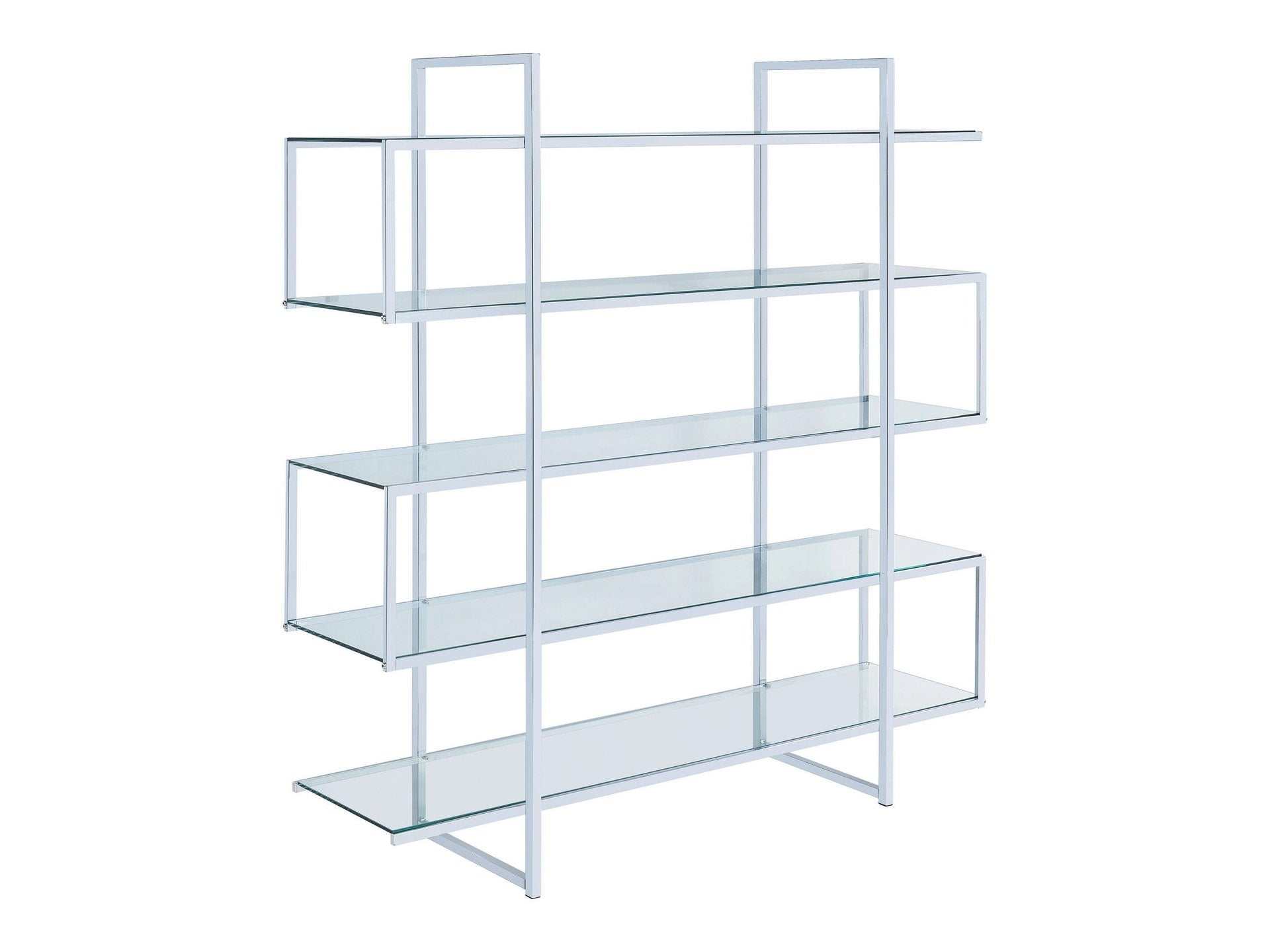 Elmer 63-inch 5-shelf Bookshelf Clear and Chrome