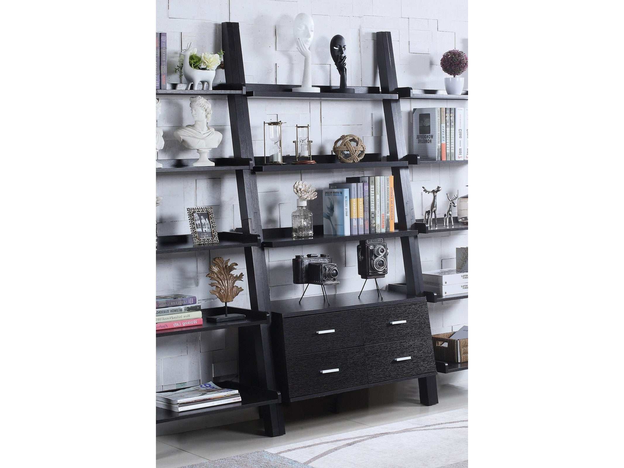 Colella 72-inch 5-shelf Storage Ladder Bookshelf Cappuccino