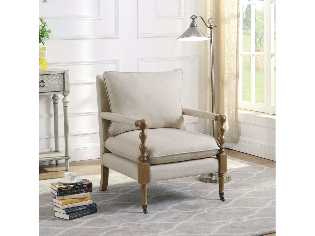Dempsy Upholstered Accent Chair with Casters Beige