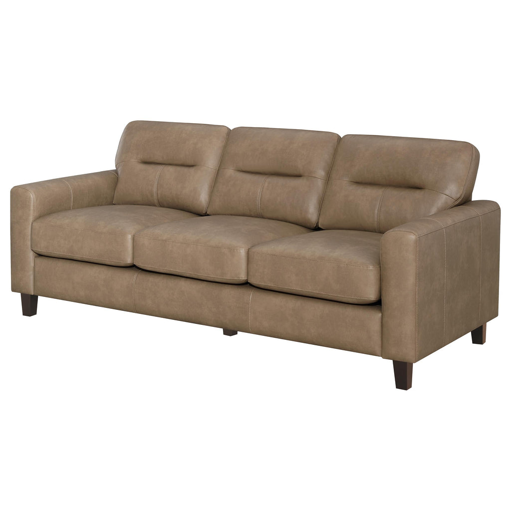 Scotland Faux Leather Upholstered Track Arm Sofa Black