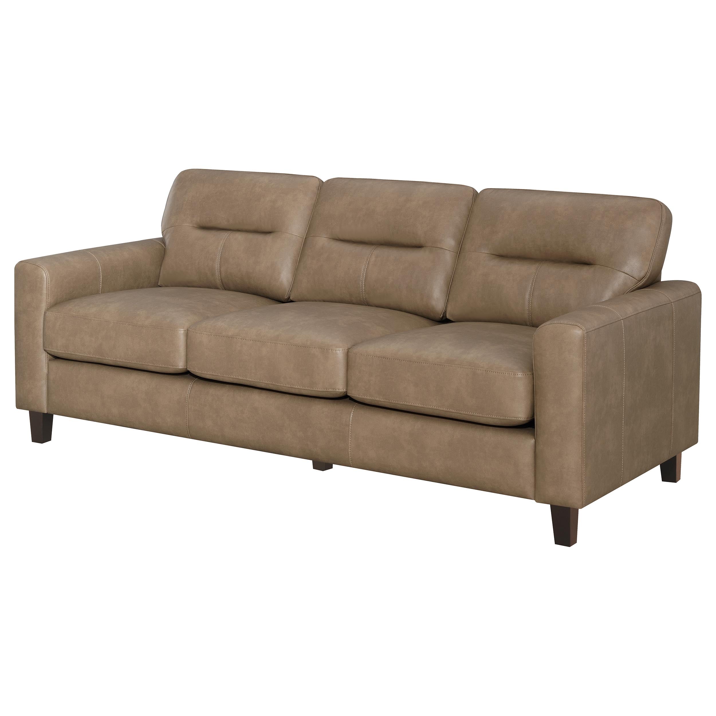 Scotland Faux Leather Upholstered Track Arm Sofa Black
