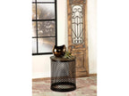 Aurora Round Drum Base Accent Side Table Natural and Black