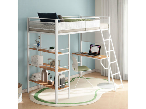 Campus 3-shelf Metal Twin Workstation Loft Bed Matte Black