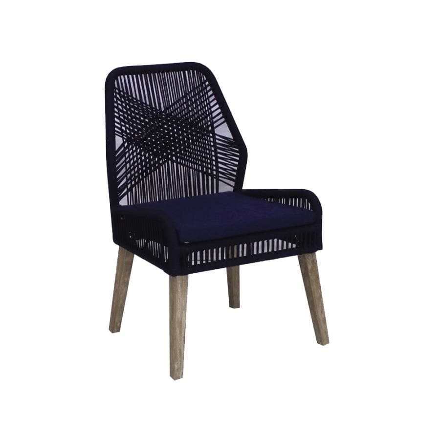 Nakia Woven Rope Dining Side Chairs Dark Navy (Set of 2)