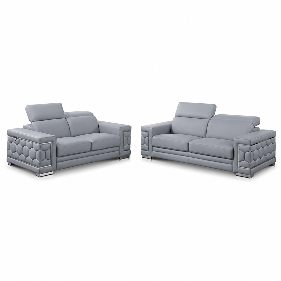 Favo Light Blue Leather — Living room set