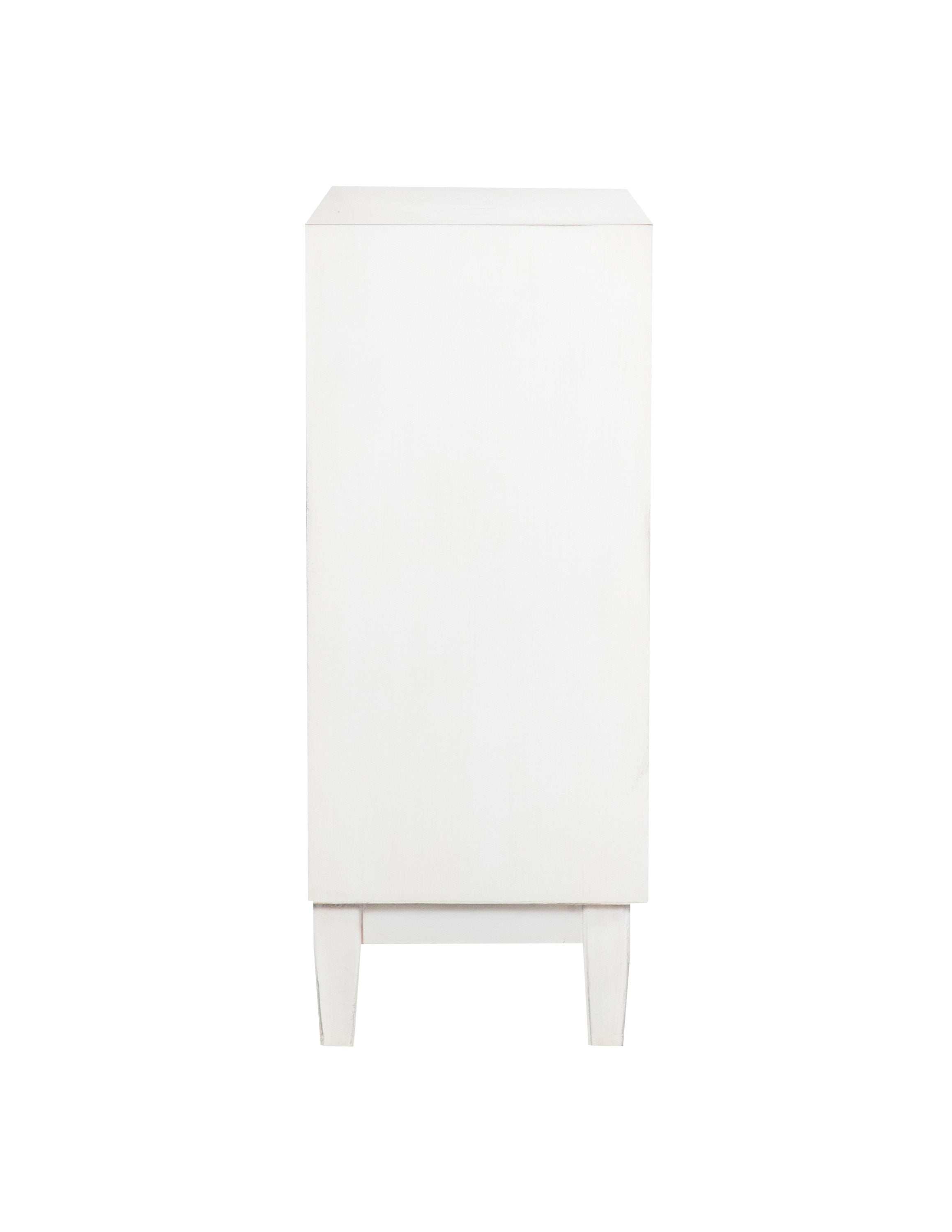 Gambon 2-door Wood Honeycomb Pattern Accent Cabinet White