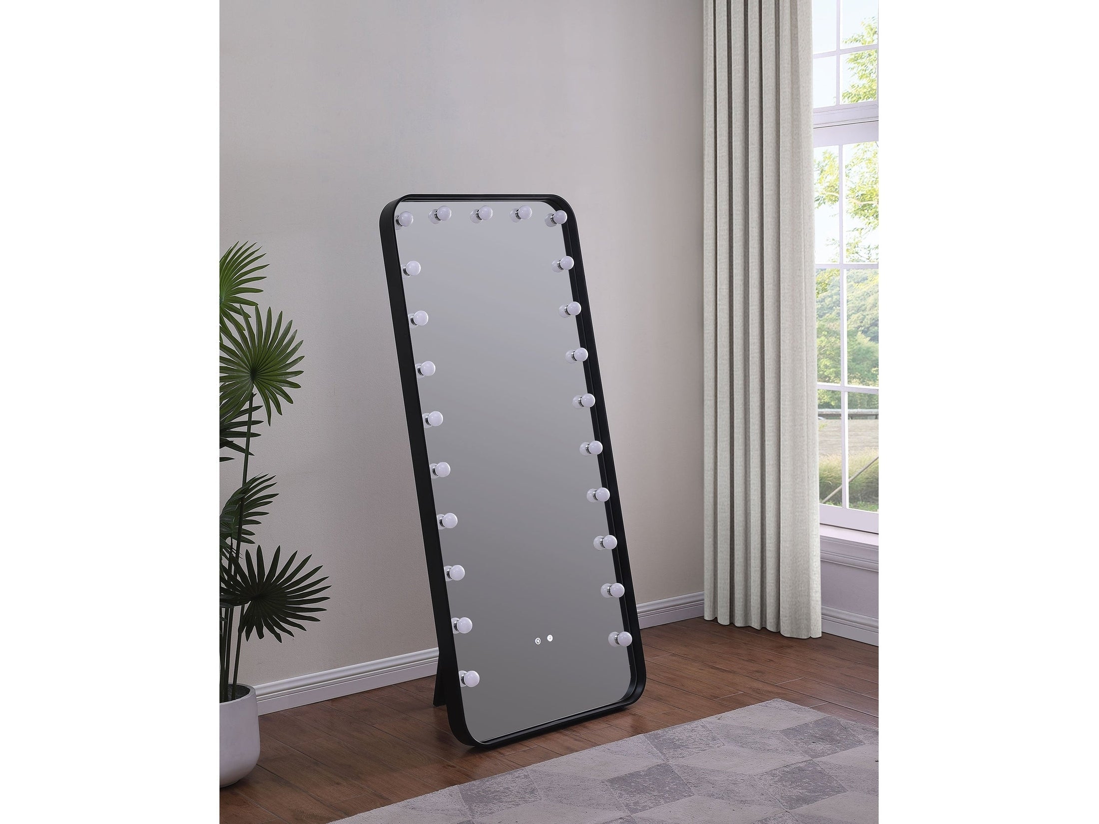 Canton 32 x 71 Inch LED Standing Mirror with Speakers Black