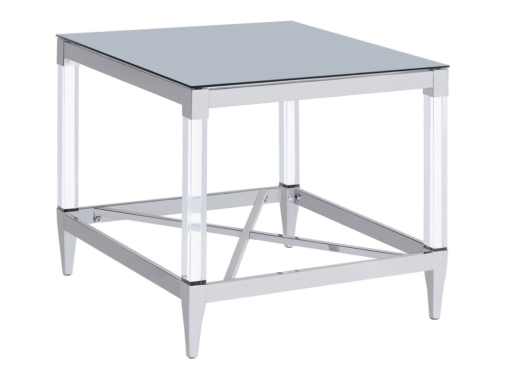 Lindley Square Tempered Mirror Acrylic Side End Table Chrome