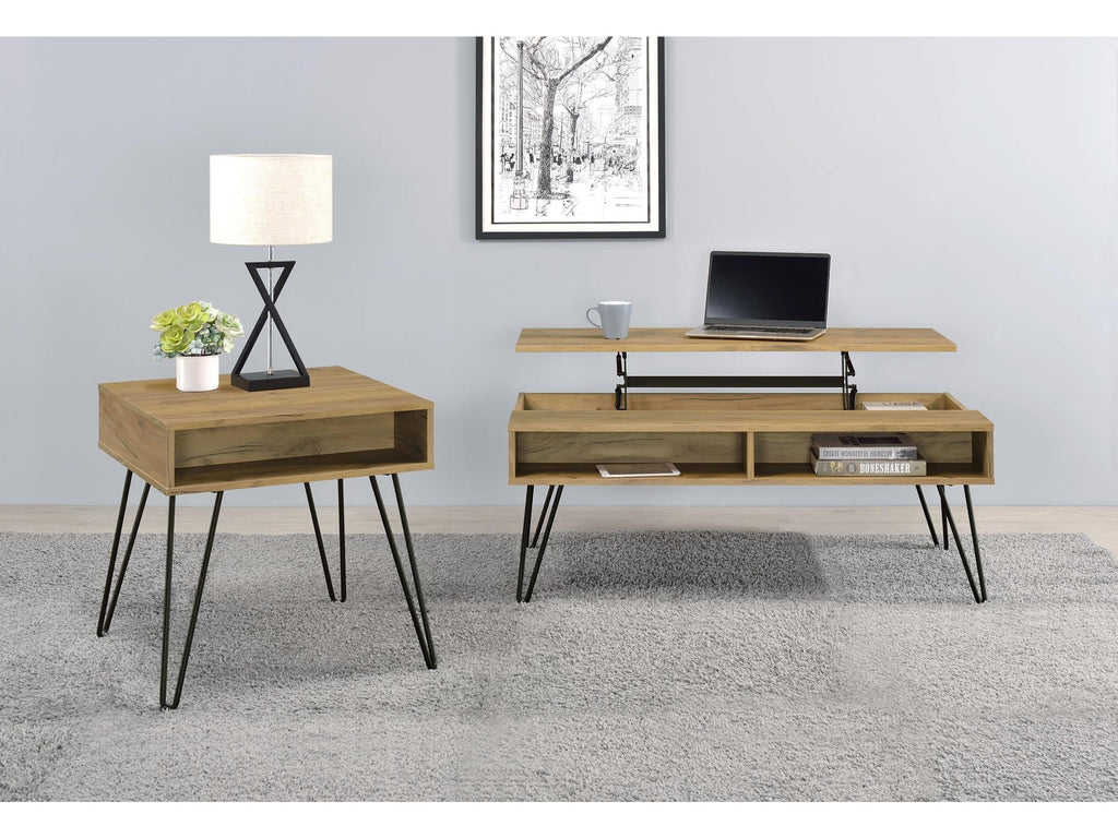 Fanning Engineered Wood Lift Top Coffee Table Golden Oak
