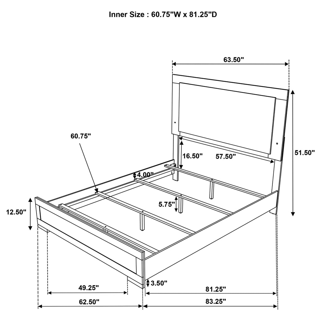 Hyland Eastern King Panel Bed LED Headboard Natural