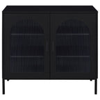 Jess 2-door Arched Fluted Glass Accent Cabinet Black