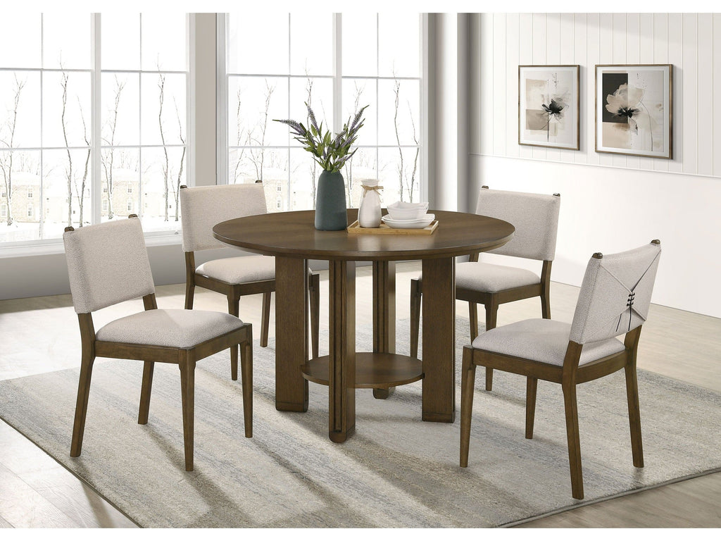Ottowa 5-piece Round Wood Dining Room Table Set Brown