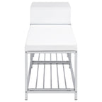 Siega 1-Drawer Shoe Storage Entryway Bench White High Gloss and Chrome