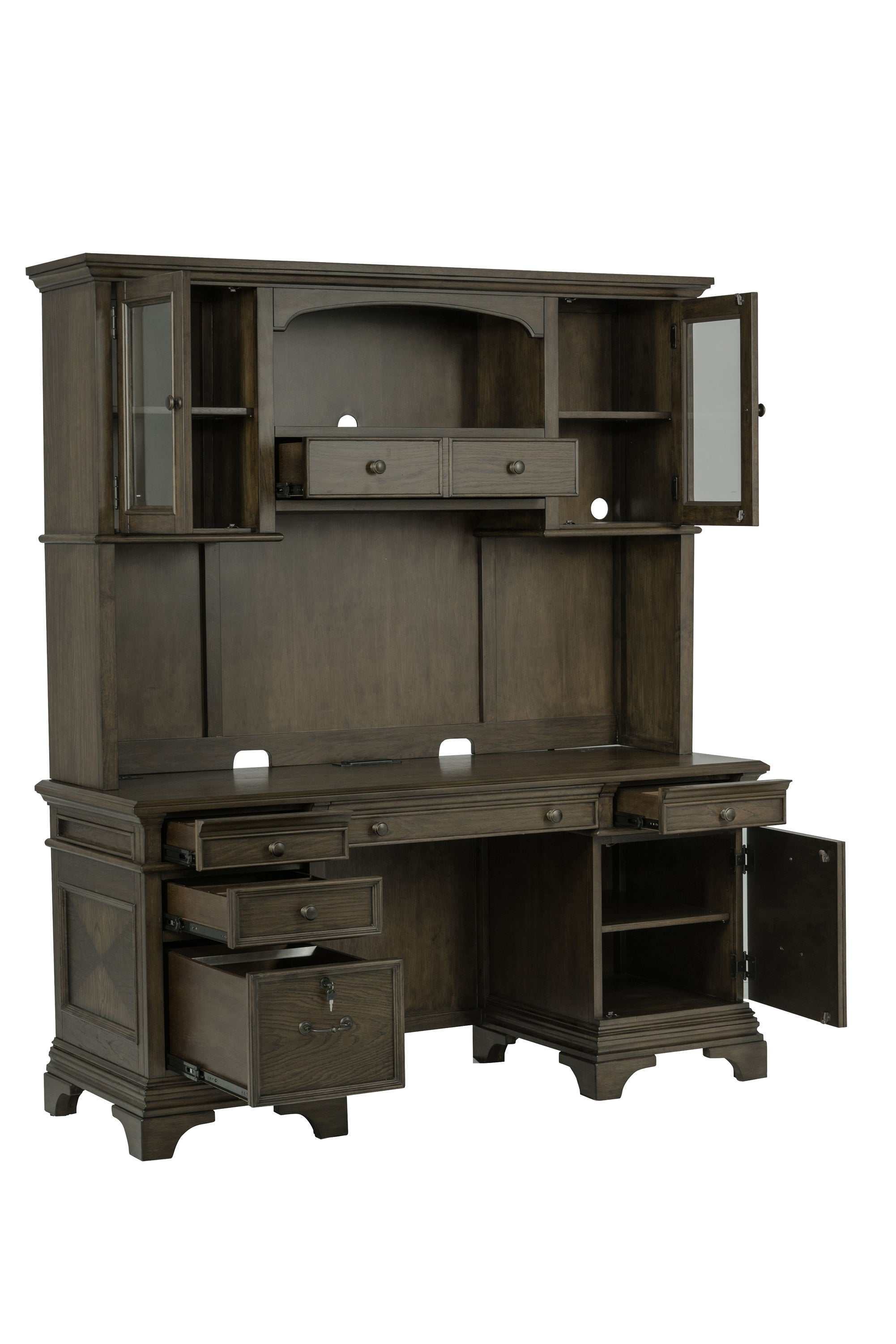 Hartshill 66-inch 5-drawer Credenza with Hutch Burnished Oak