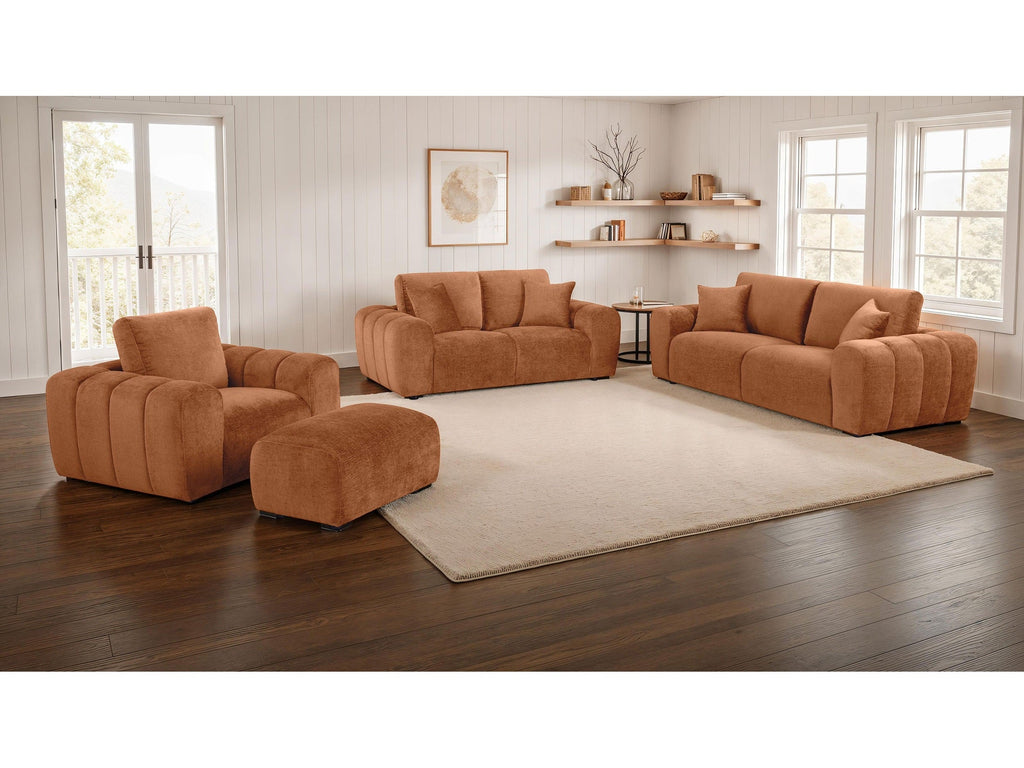 Burnett 2-piece Chenille Upholstered Sofa Set Burnt Orange