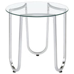 Beller Round Tempered Glass Top Cocktail Coffee Table Chrome