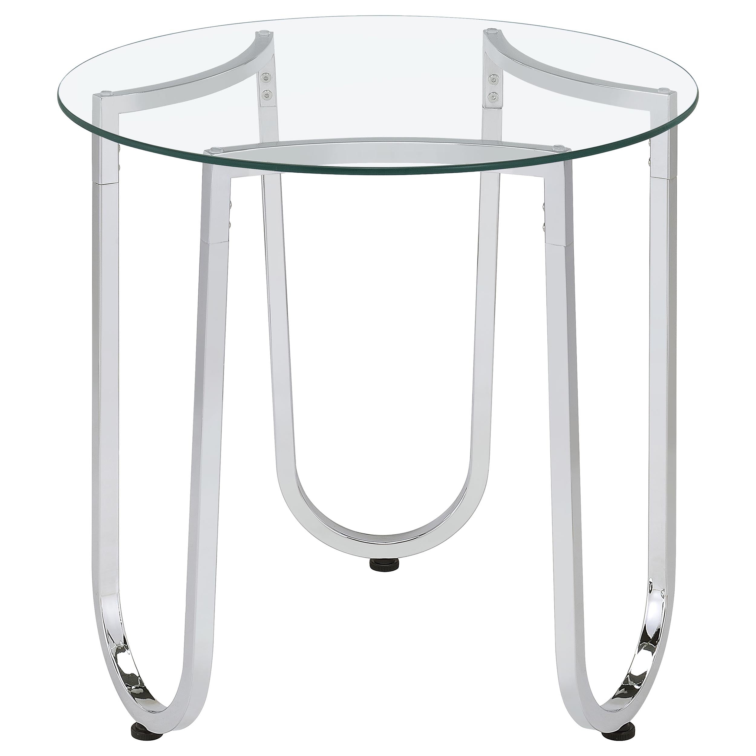 Beller Round Tempered Glass Top Cocktail Coffee Table Chrome