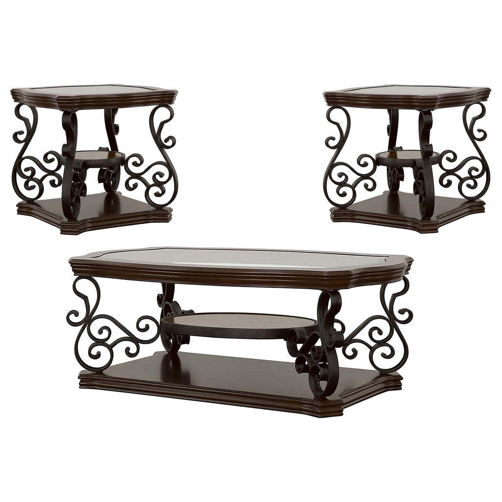 Laney 1-shelf Glass Top Rectangular Coffee Table Deep Merlot