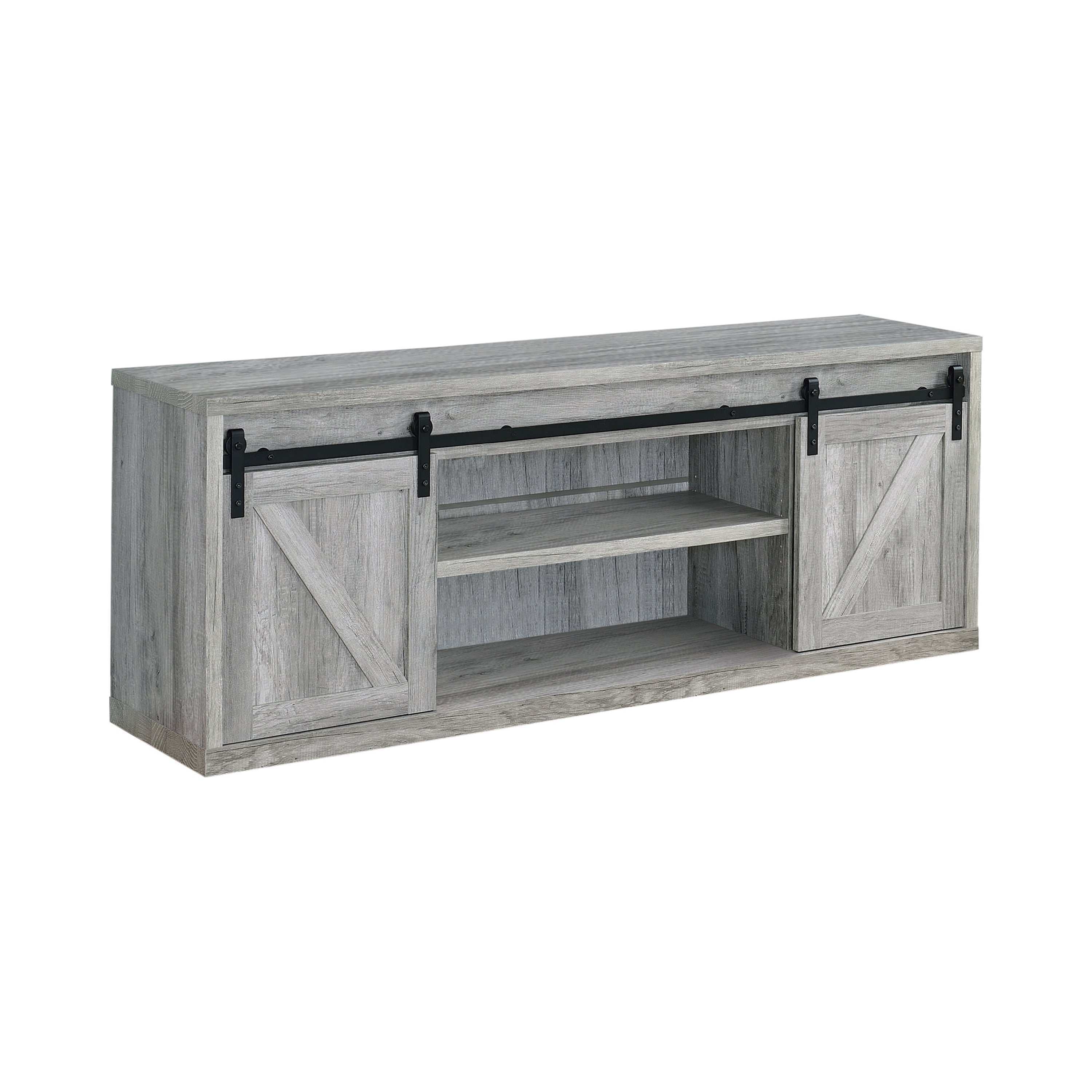 Brockton 2-door Engineered Wood 71-inch TV Stand Grey Driftwood