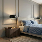 Flux Table Lamp - Gold Color Metal Base - Black Outer Shade
