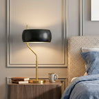 Flux Table Lamp - Gold Color Metal Base - Black Outer Shade