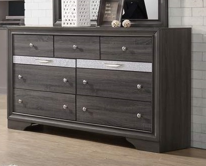 Galaxy Home Matrix 7 Drawer Dresser in Gray