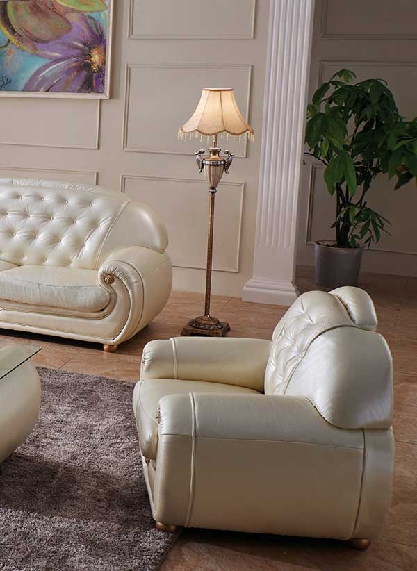 ESF Furniture - Giza Full Leather Chair in Beige - GIZA1
