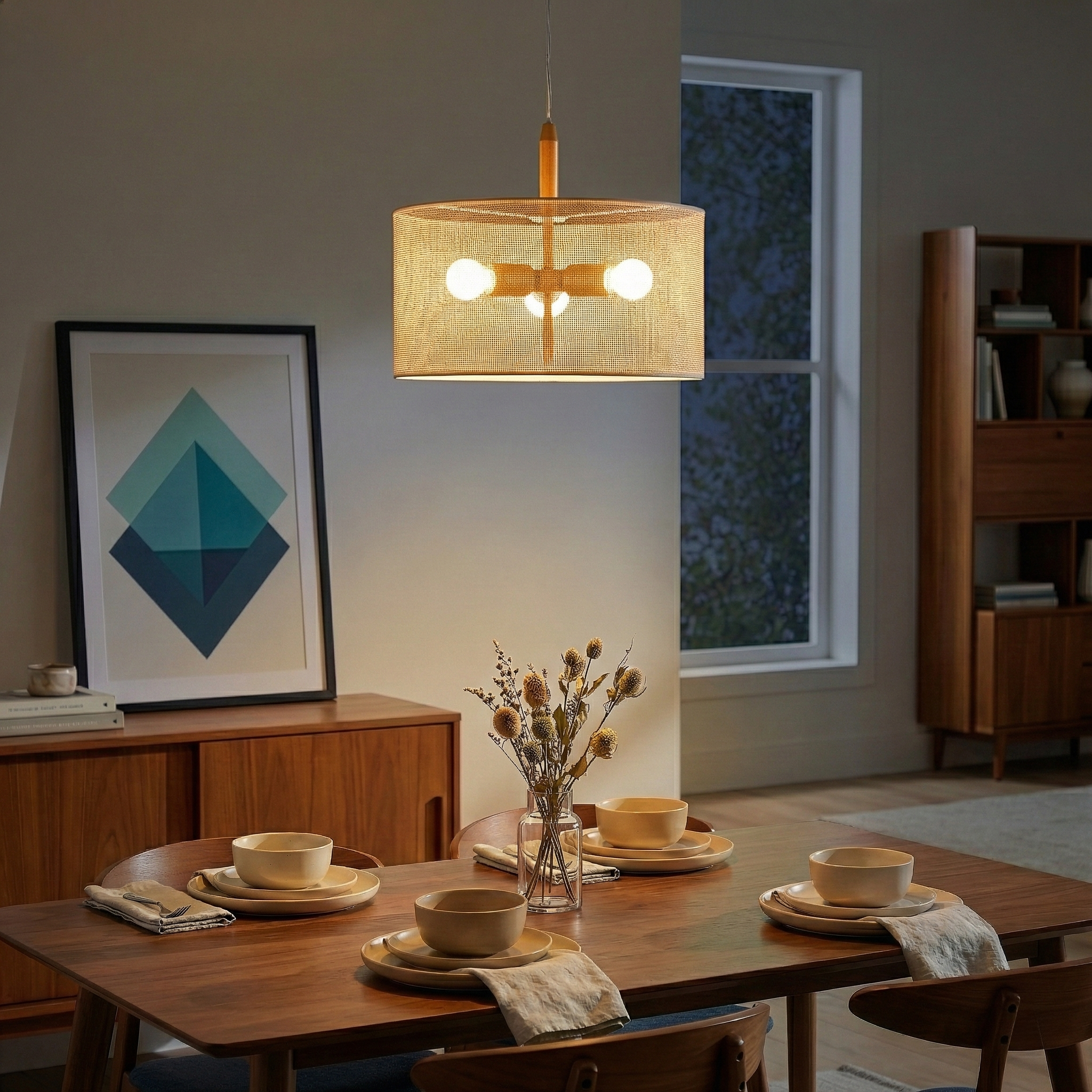 Glacier Pendant Lamp - Oak + Natural + Gold