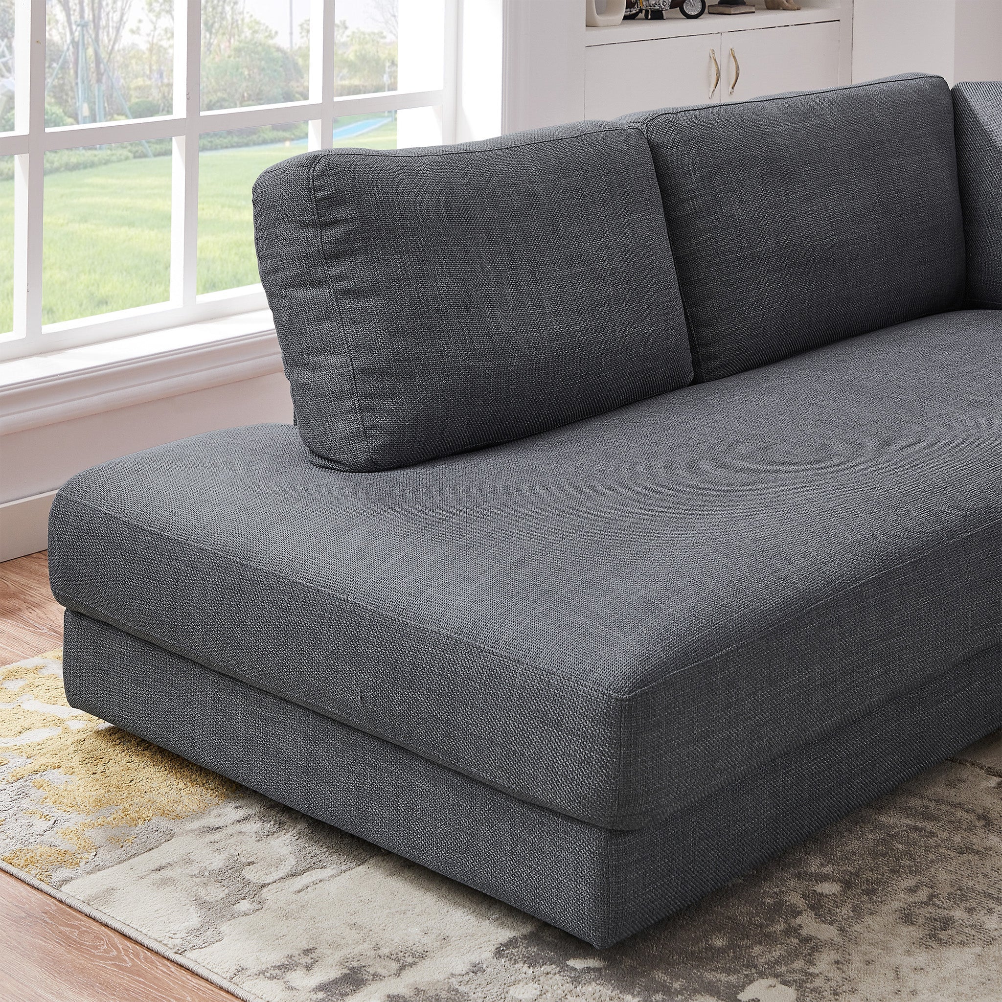 Glander Grey Fabric Left-Facing Sectional Sofa