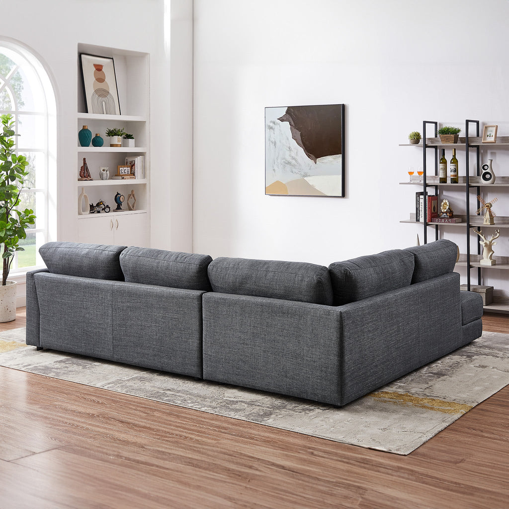 Glander Grey Fabric Left-Facing Sectional Sofa
