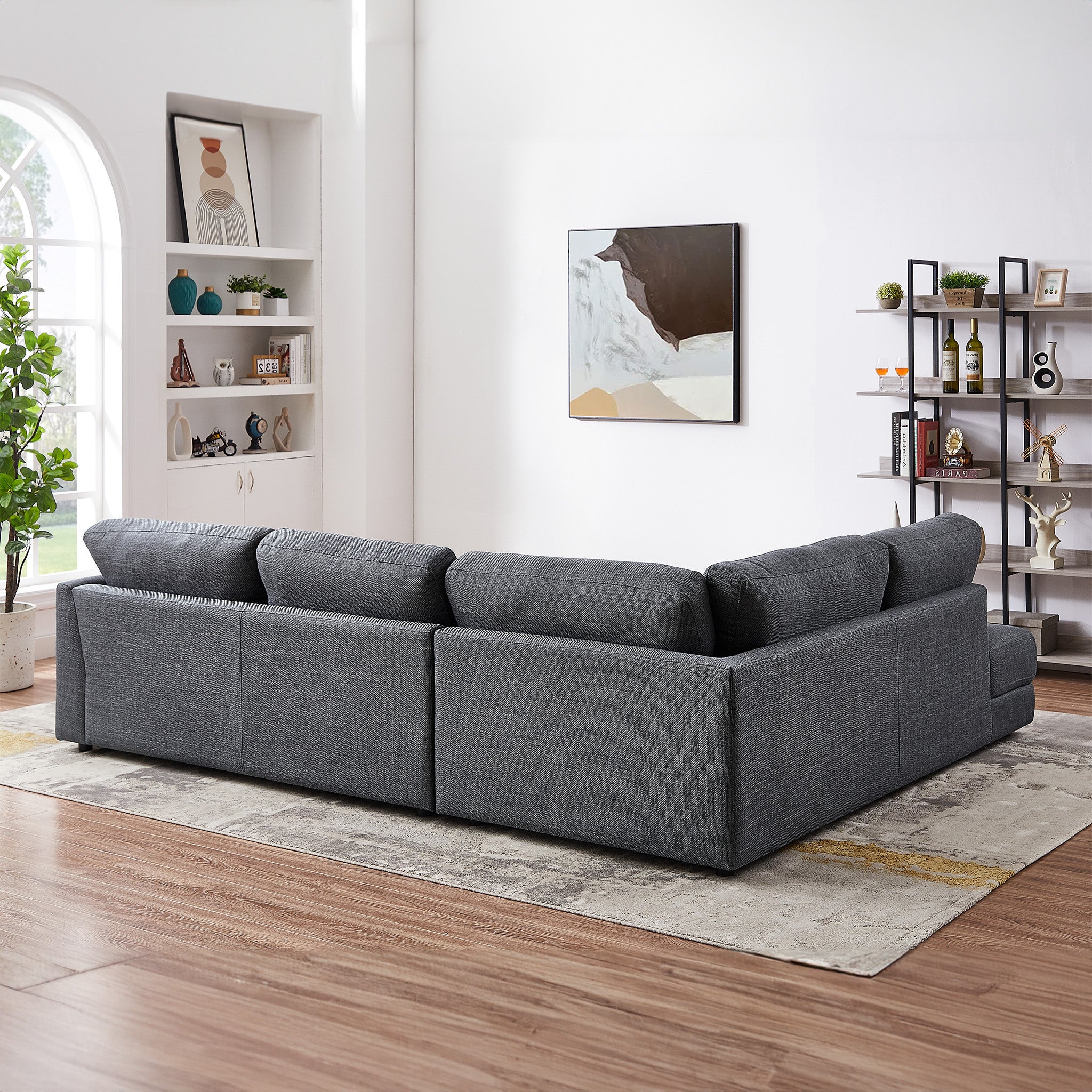 Glander Grey Fabric Left-Facing Sectional Sofa