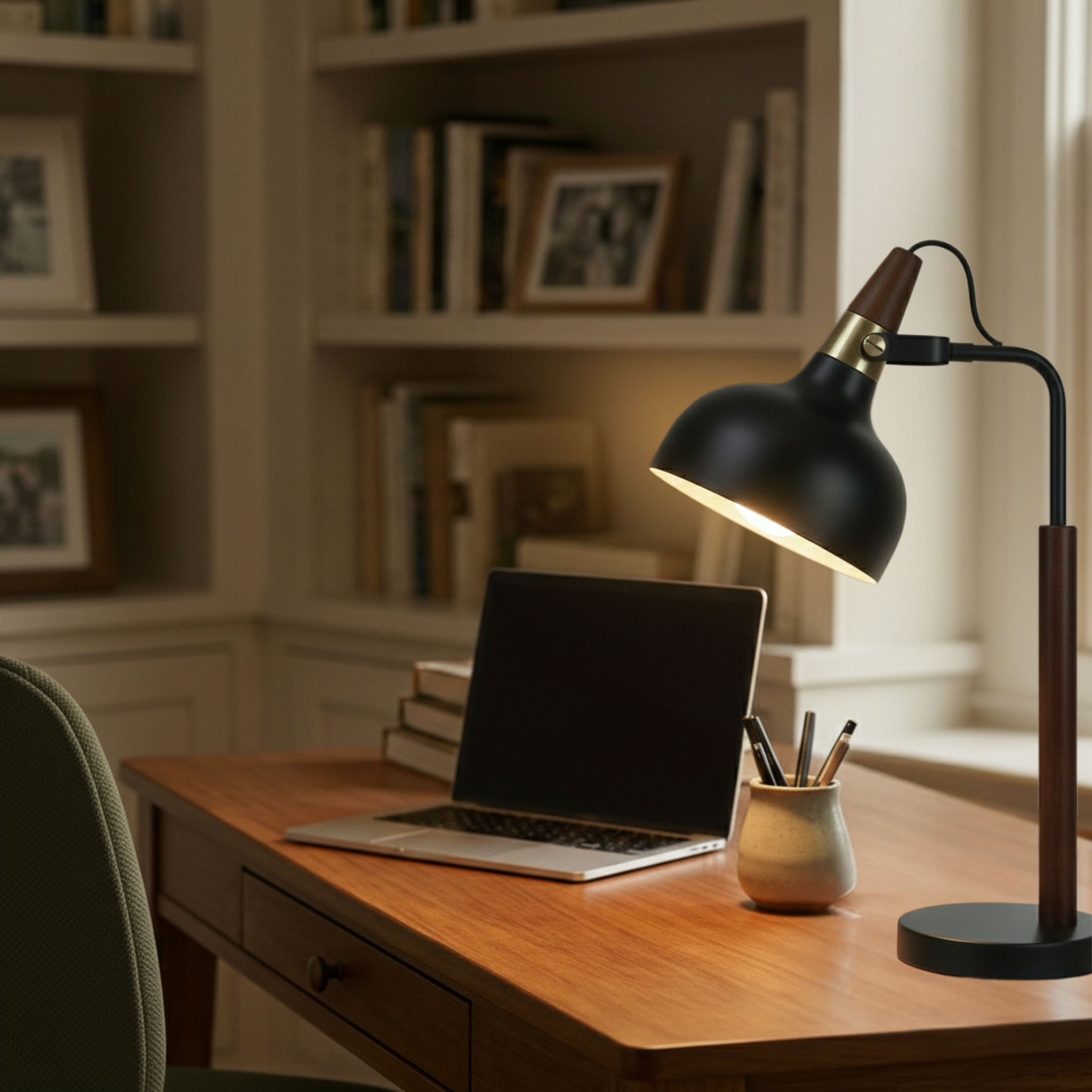 Glowlite Black Table Lamp with Cone Shade