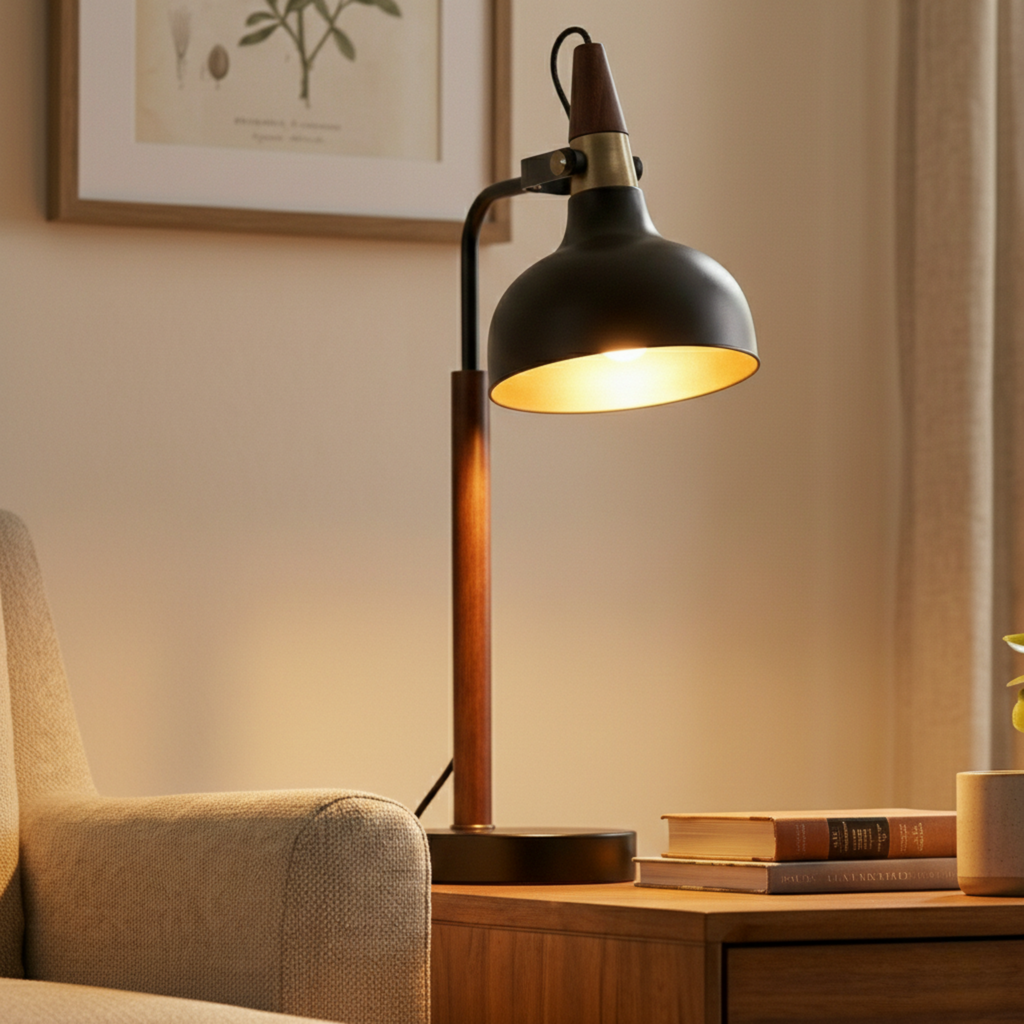 Glowlite Black Table Lamp with Cone Shade