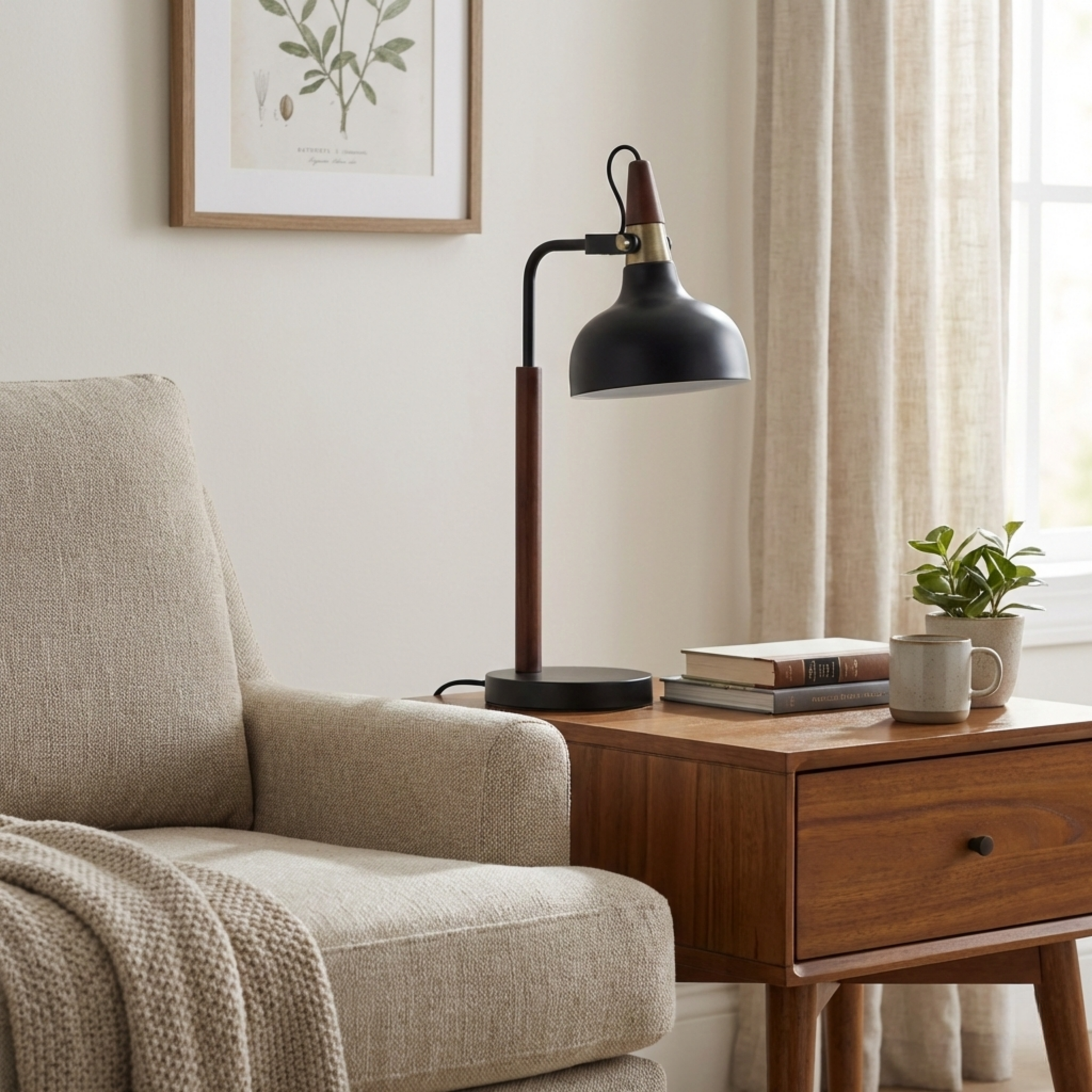 Glowlite Black Table Lamp with Cone Shade