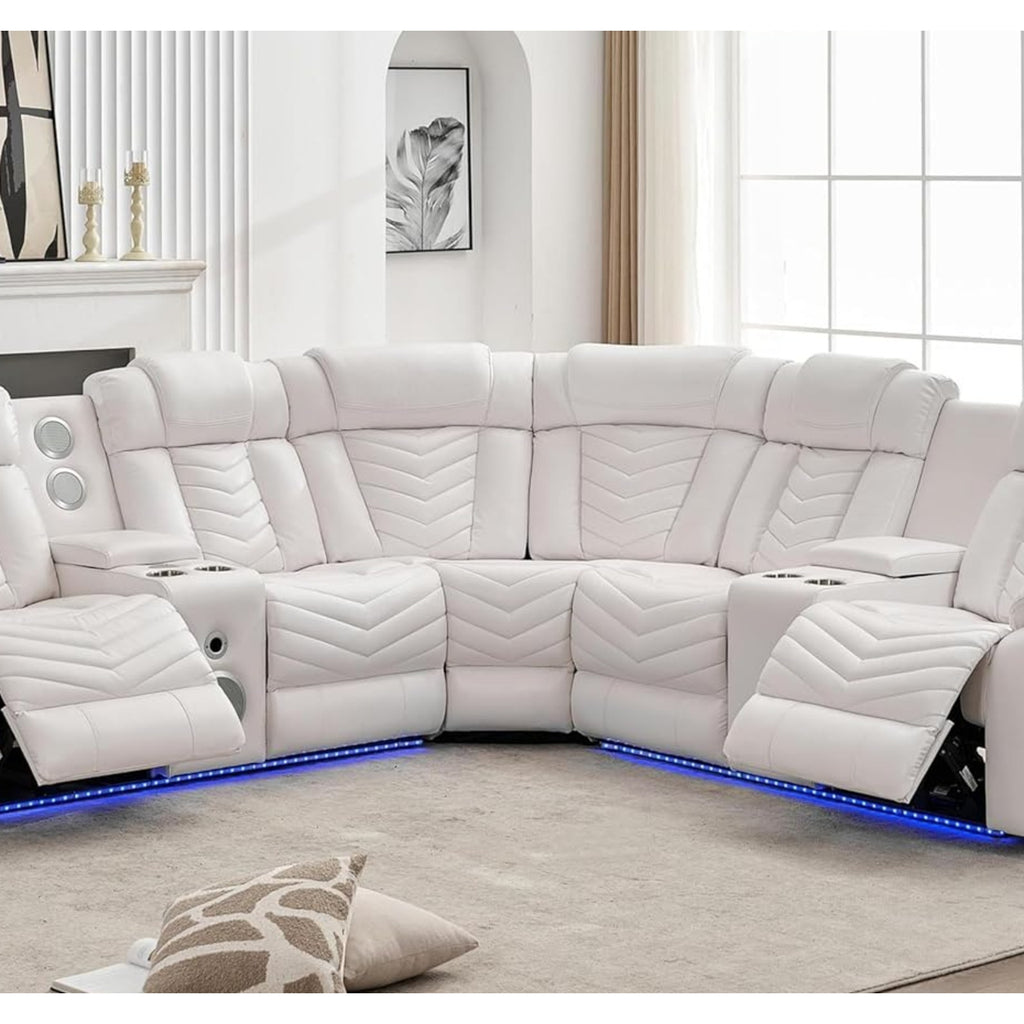 ACE27 White Reclining Sectional