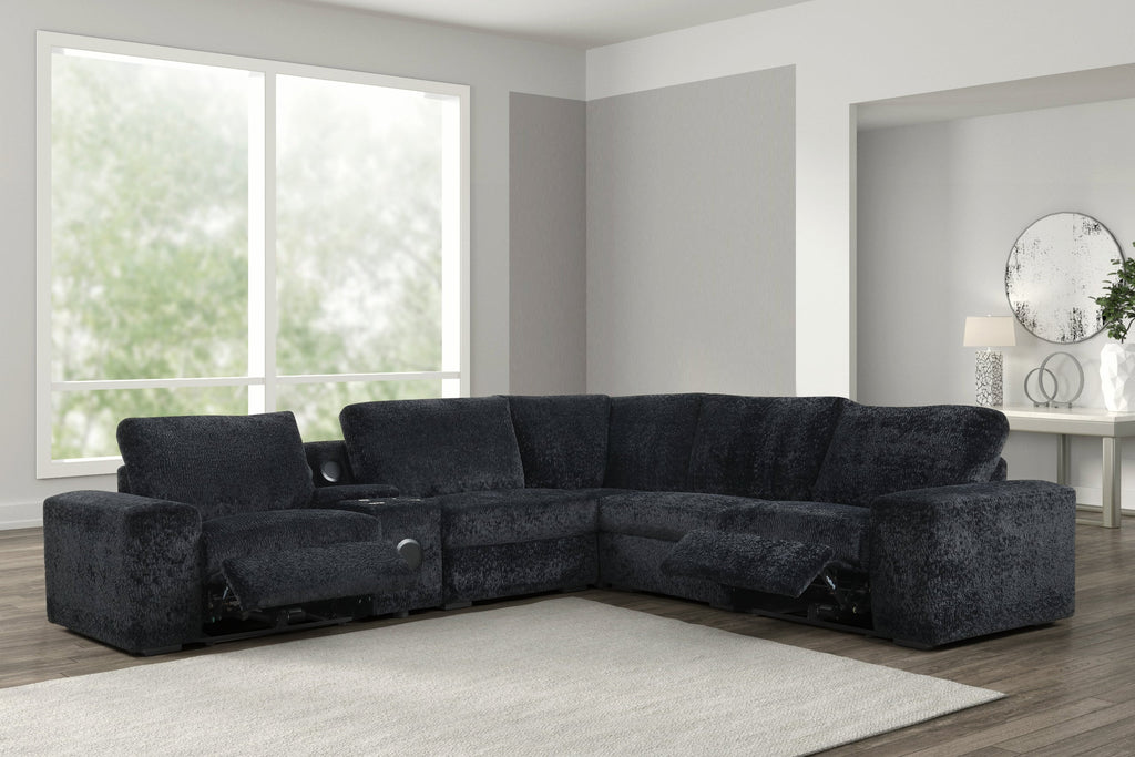 Amelia Black Power Reclining Sectional (w/ Bluetooth Speakers) — additional view [1]