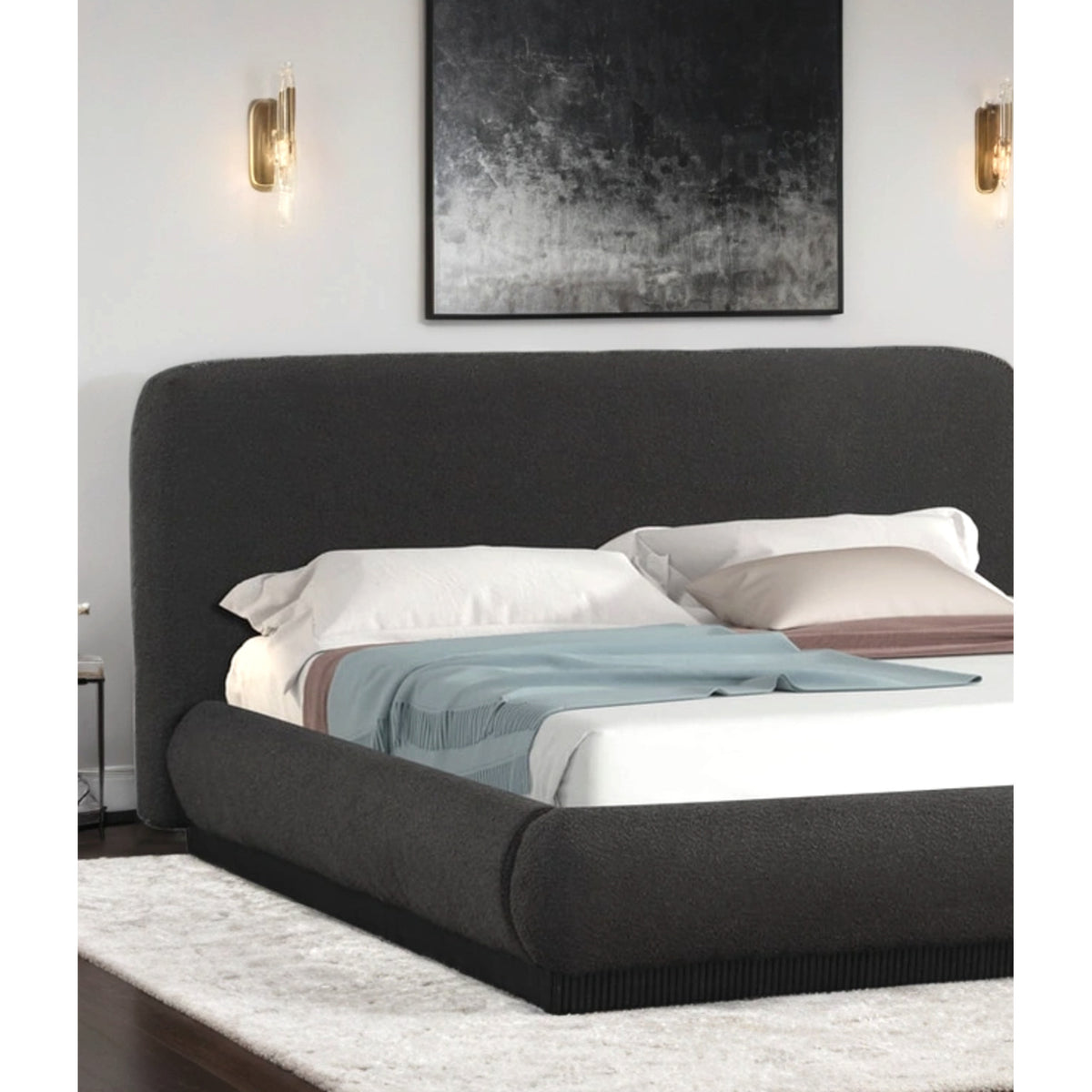 Annie Black Platform Bed - Queen and King — Exact product detail: Left-side detail