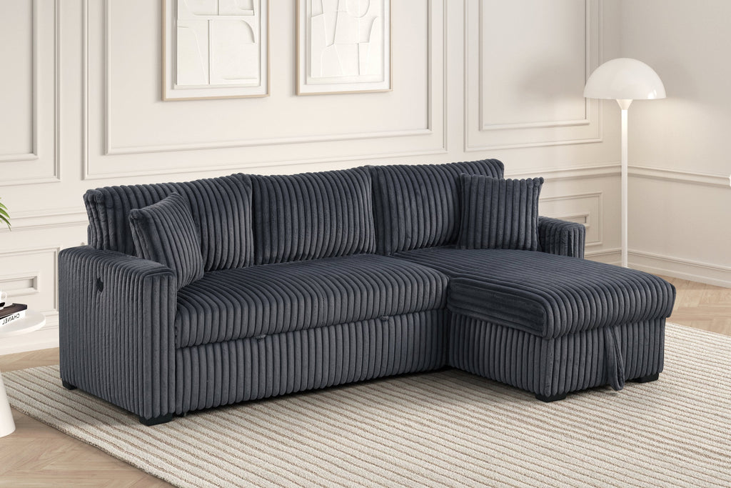 Aria Charcoal Sectional With Pull-Out Bed & Storage Chaise — additional view [2]