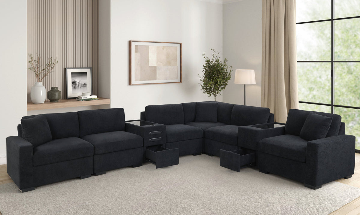 Barista Black 8PC Modular Sectional Set (w/ Bluetooth Speaker) **NEW ARRIVAL** — additional view [1]