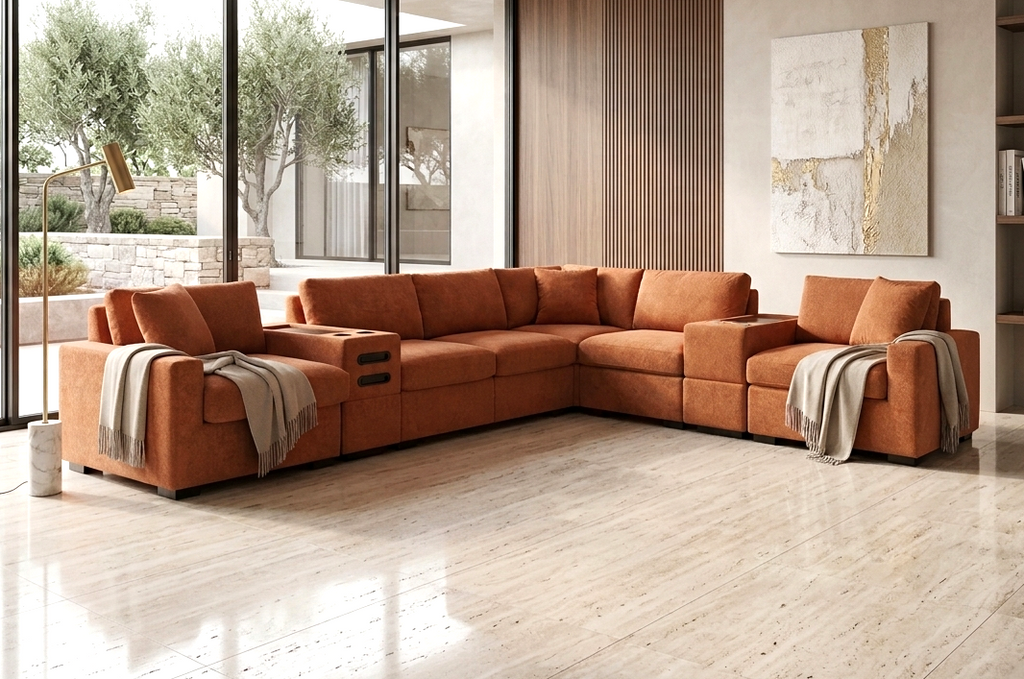 Barista Rust 8PC Modular Sectional Set (w/ Bluetooth Speaker) **NEW ARRIVAL** — additional view [1]