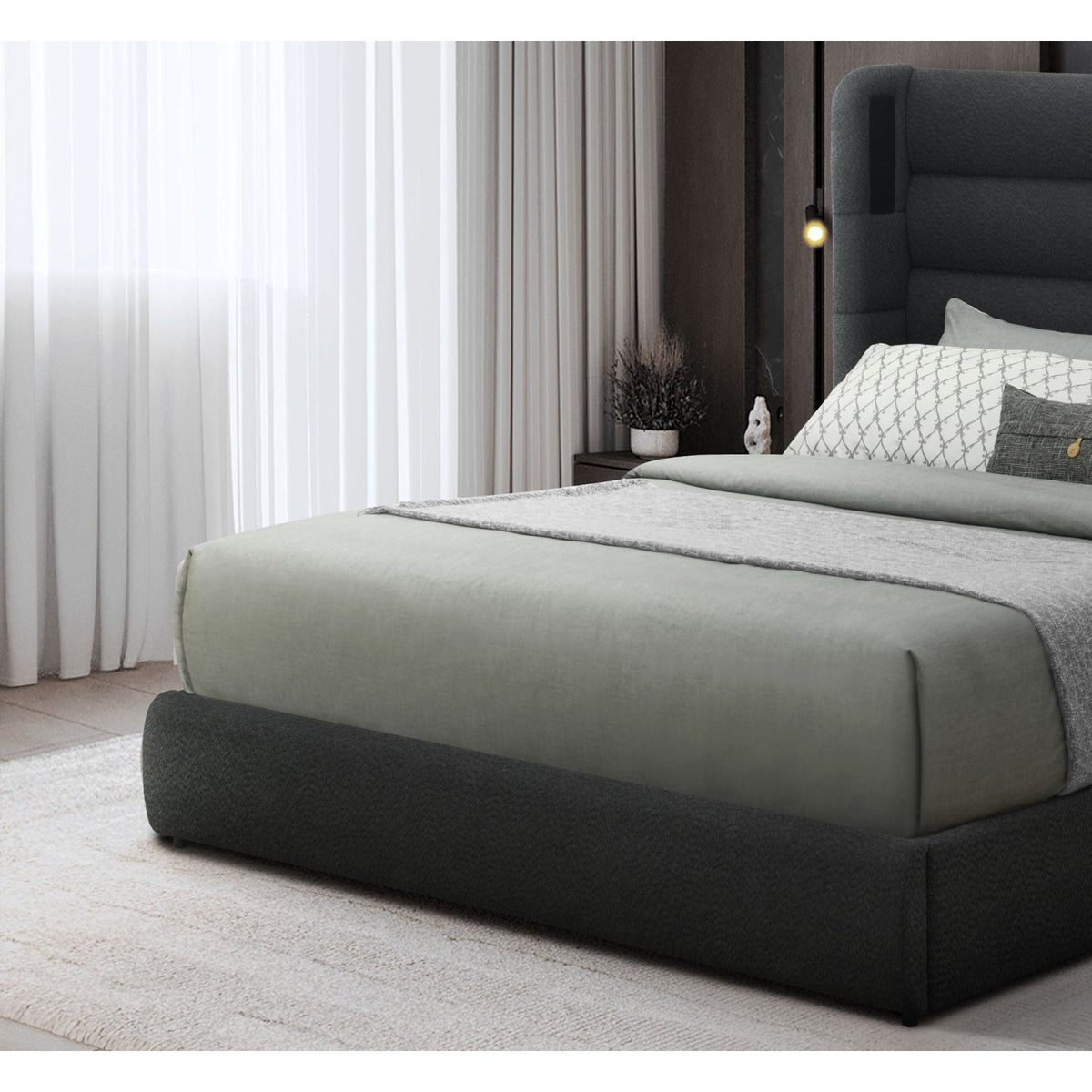 Hero Black Platform Bed with Bluetooth Speaker