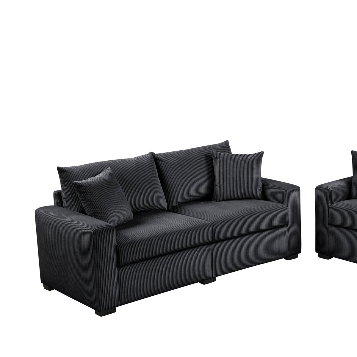 HH1123 Black - Sofa and Loveseat Set — Exact product detail: Left-side detail