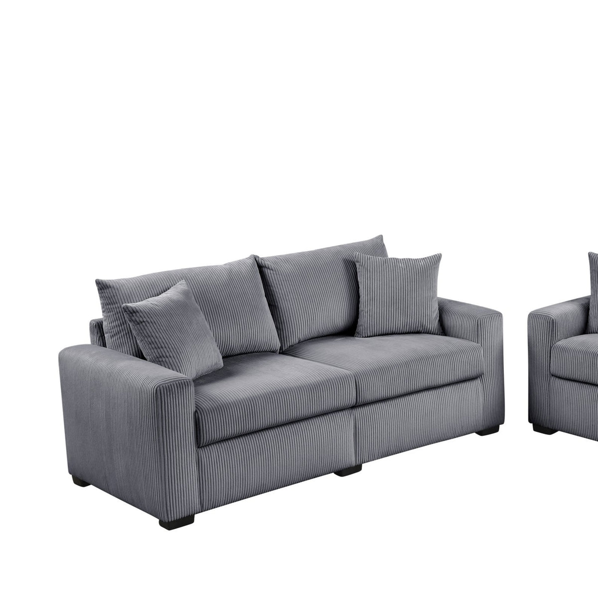 HH1124 Gray - Sofa and Loveseat Set — Exact product detail: Left-side detail