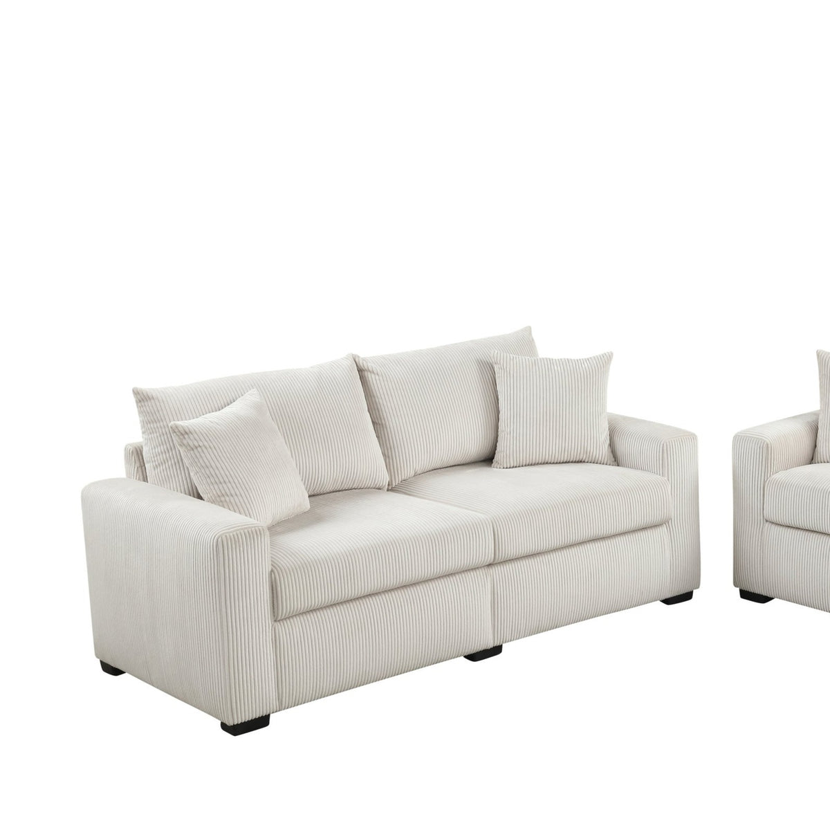 HH1125 Beige - Sofa and Loveseat Set — Exact product detail: Left-side detail