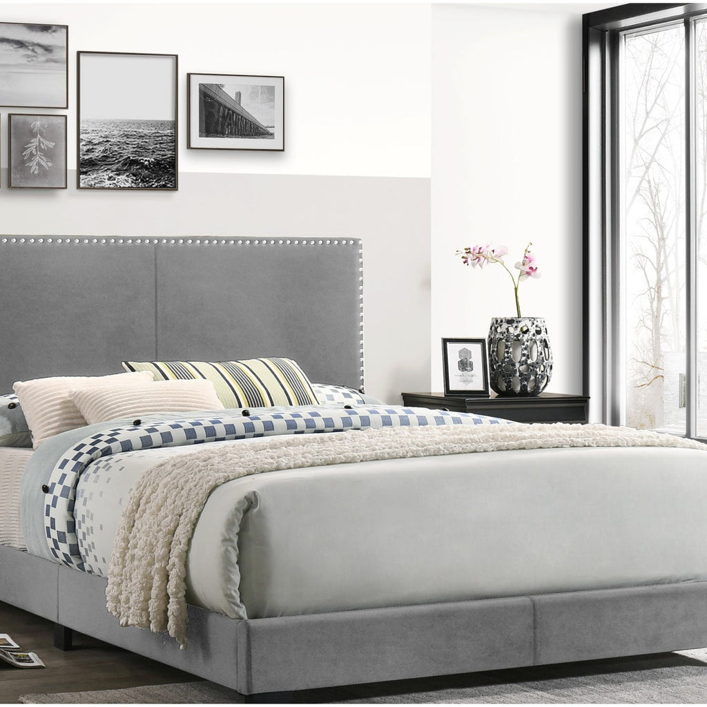 HH530 Grey Velvet Bed — Full