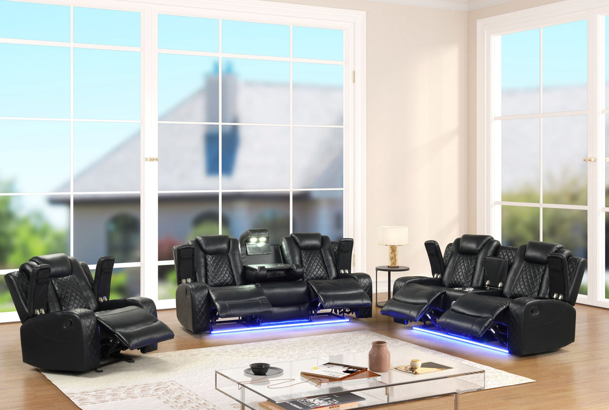 Luz Black - 3PC Reclining Set — additional view [1]
